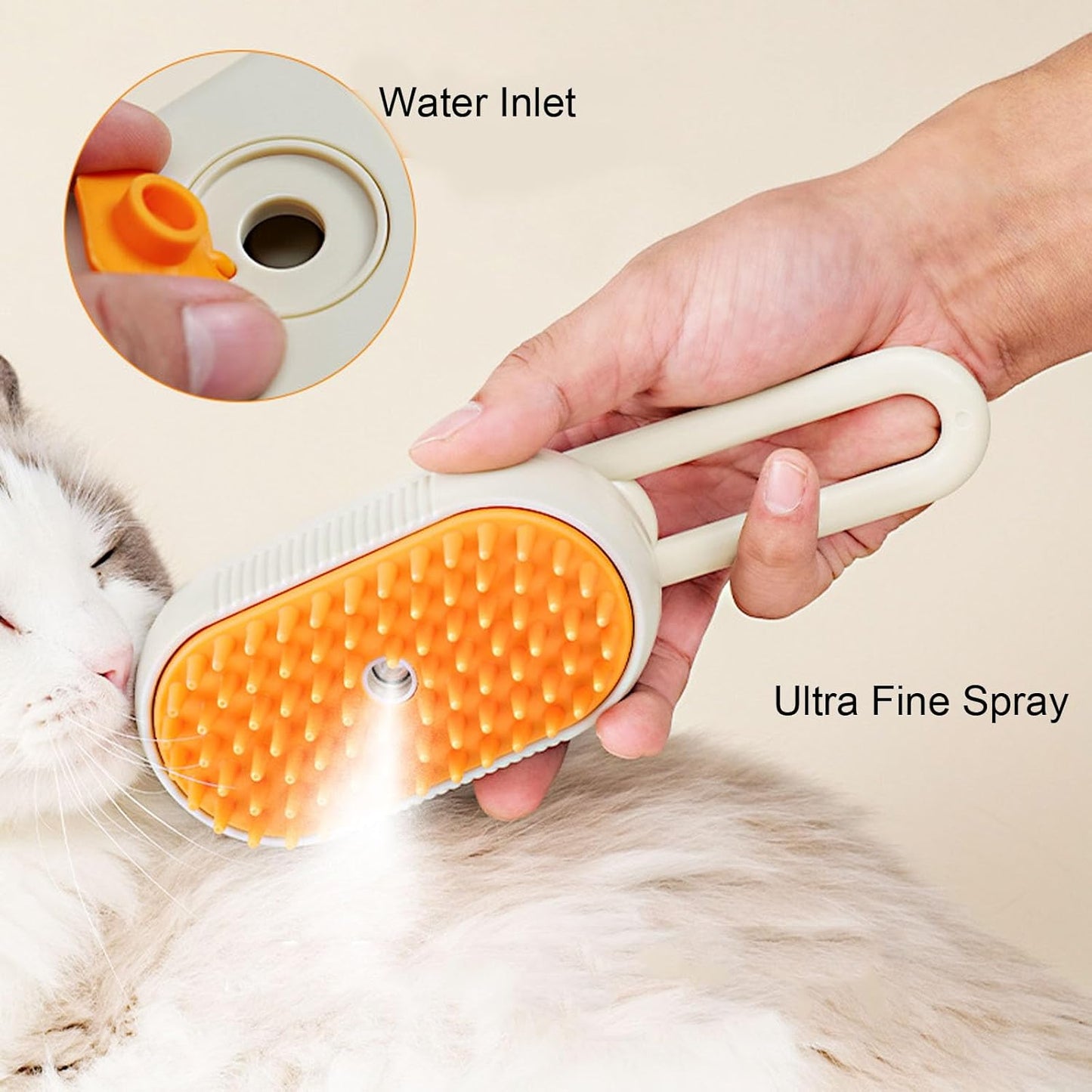 Cat Steam Brush, Cat Hair Brush with Water Misting, Pet Steamy Shedding Brush, Cat Brushes for Long Haired Cats Massager with 360° Foldable Handle for Indoor Small, Medium, Large Dogs and Cats , Pet Brush for Removing Tangled and Loose Hair